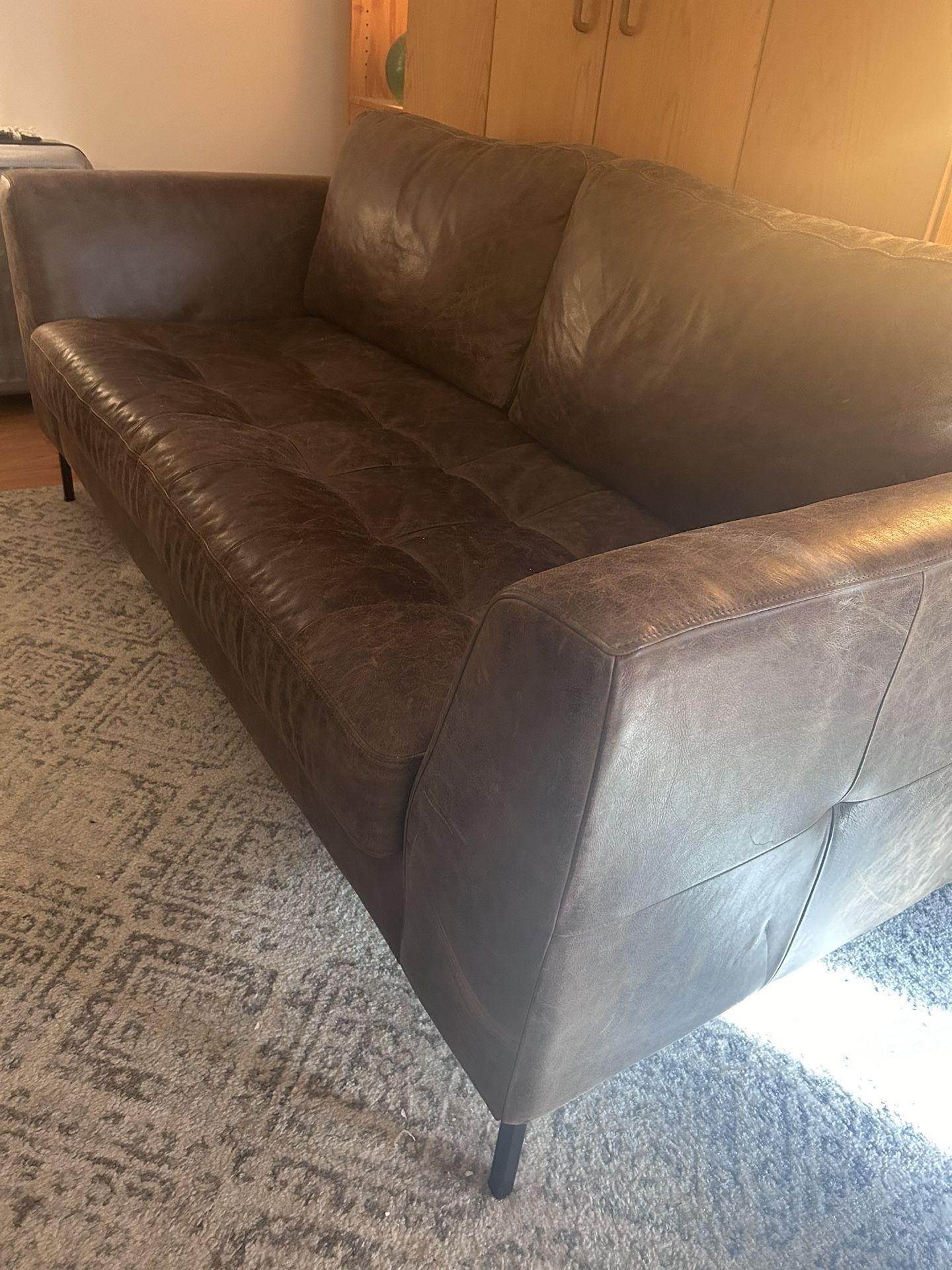 Poly and Bark - Brown Leather Sofa 