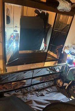 Dresser drawer mirrored large 6 drawer 2 piece set