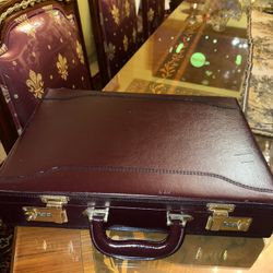 Vintage West Germany Mahogany Leather Attache Briefcase Locker And Note Book 