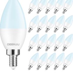 Brand: DEGNJU 20 Pack Chandelier Light Bulbs 60 Watt Equivalent, Candelabra LED Light Bulbs, E12 LED Bulb Daylight 5000K, Type b Light Bulb 5.5W, Cand