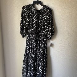 Brand new woman’s Just Taylor brand black and white polka dot maxi dress up for sale 