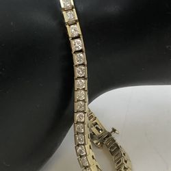14k Yellow Gold 5ct Diamond Bracelet 6 3/4” 