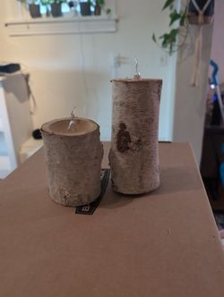 2 Wood Faux Candles
