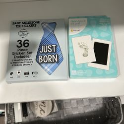 Baby Boy Milestone Stickers & Foot Ink Pad 