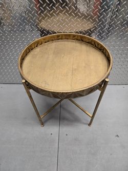Gold Geometric Tray Top Side Table