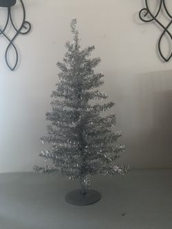 Small Silver Tinsel Christmas Tree 