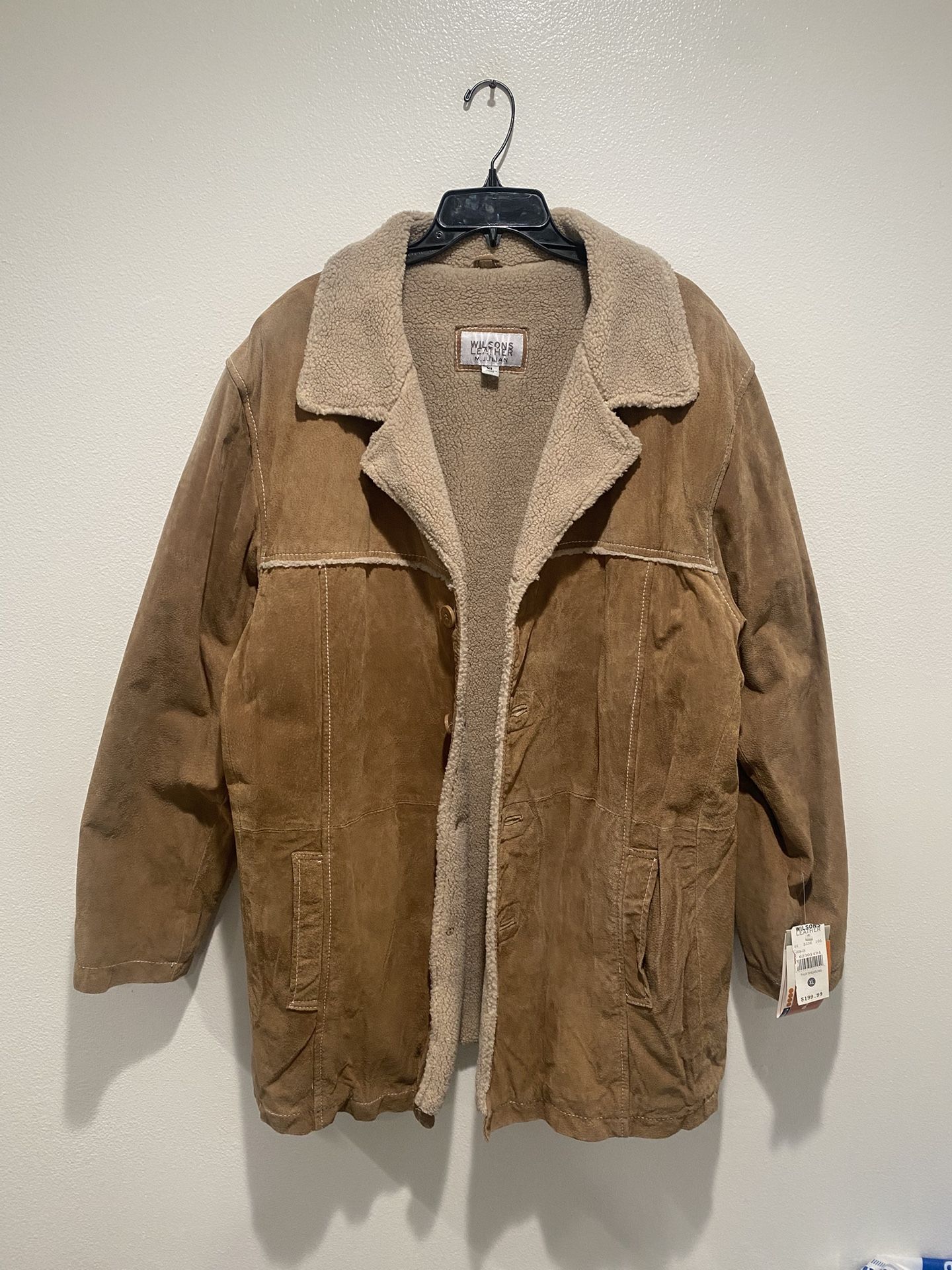 Wilsons Leather Shearling Sherpa Coat Size XL Men