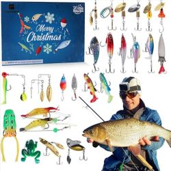 Advent Calendar 2025 Fishing Lure,24 Days of Fishing Lure Advent Calendar-27 Surprise Set,Christmas Countdown Fish Tackle Set-Xmas Surprise for Angler