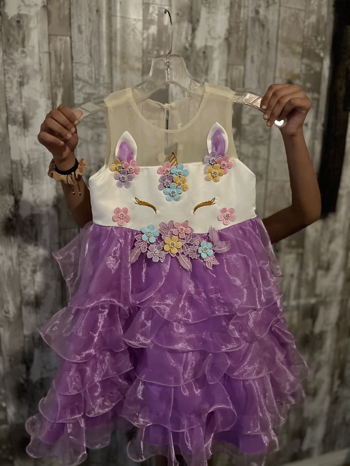 Unicorn Dress Purple- Size 5/6