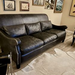 Italian Black Leather Sofa