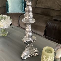 Tall Silver Candle Holder 