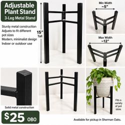 Adjustable 3-Leg Metal Plant Stand – $25 OBO