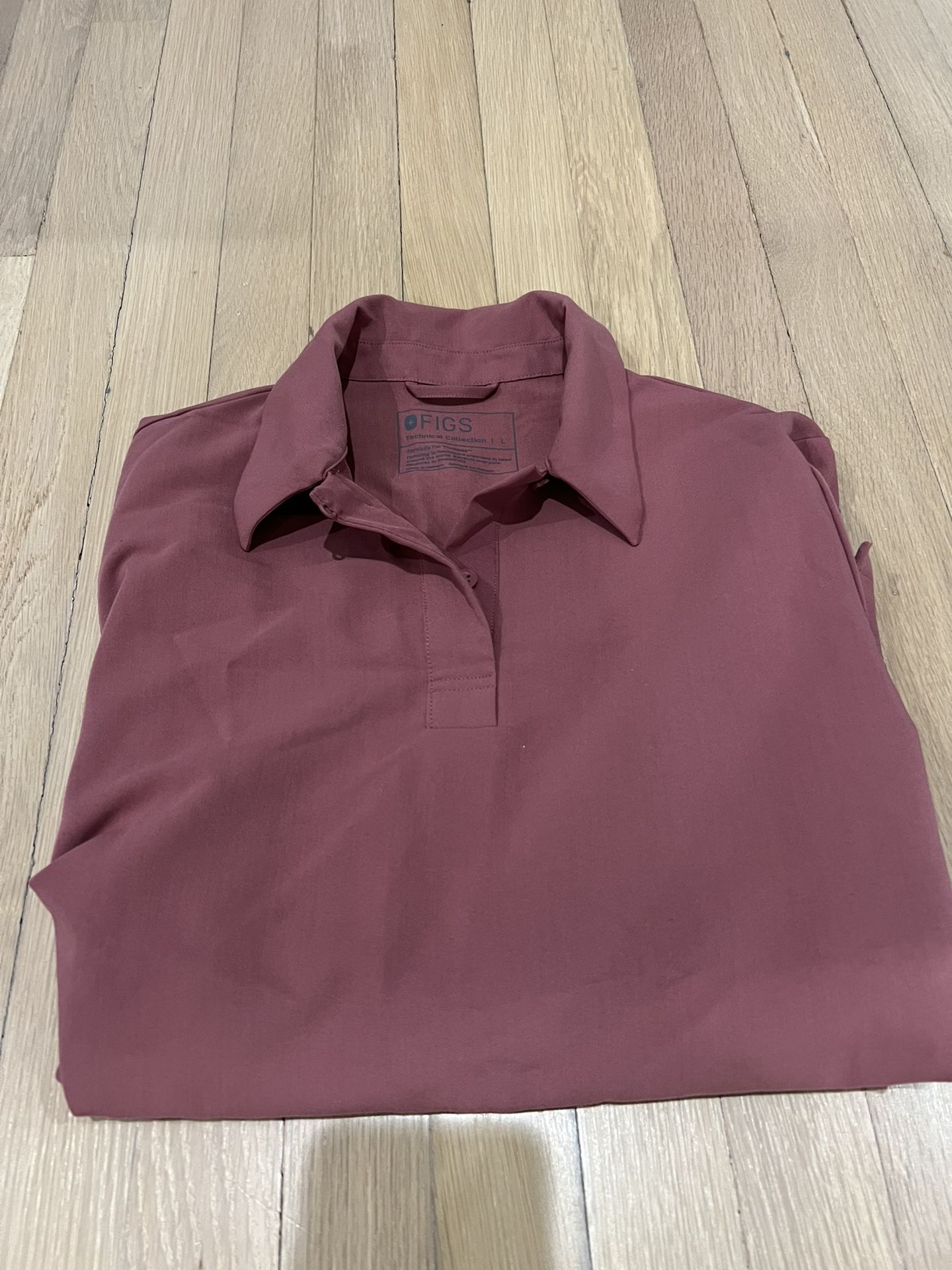 Figs Long Sleeve Collar Scrub Top Mauve L