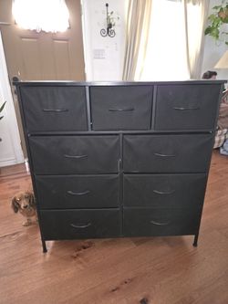 Black Fabric Dresser with 9 Drawers