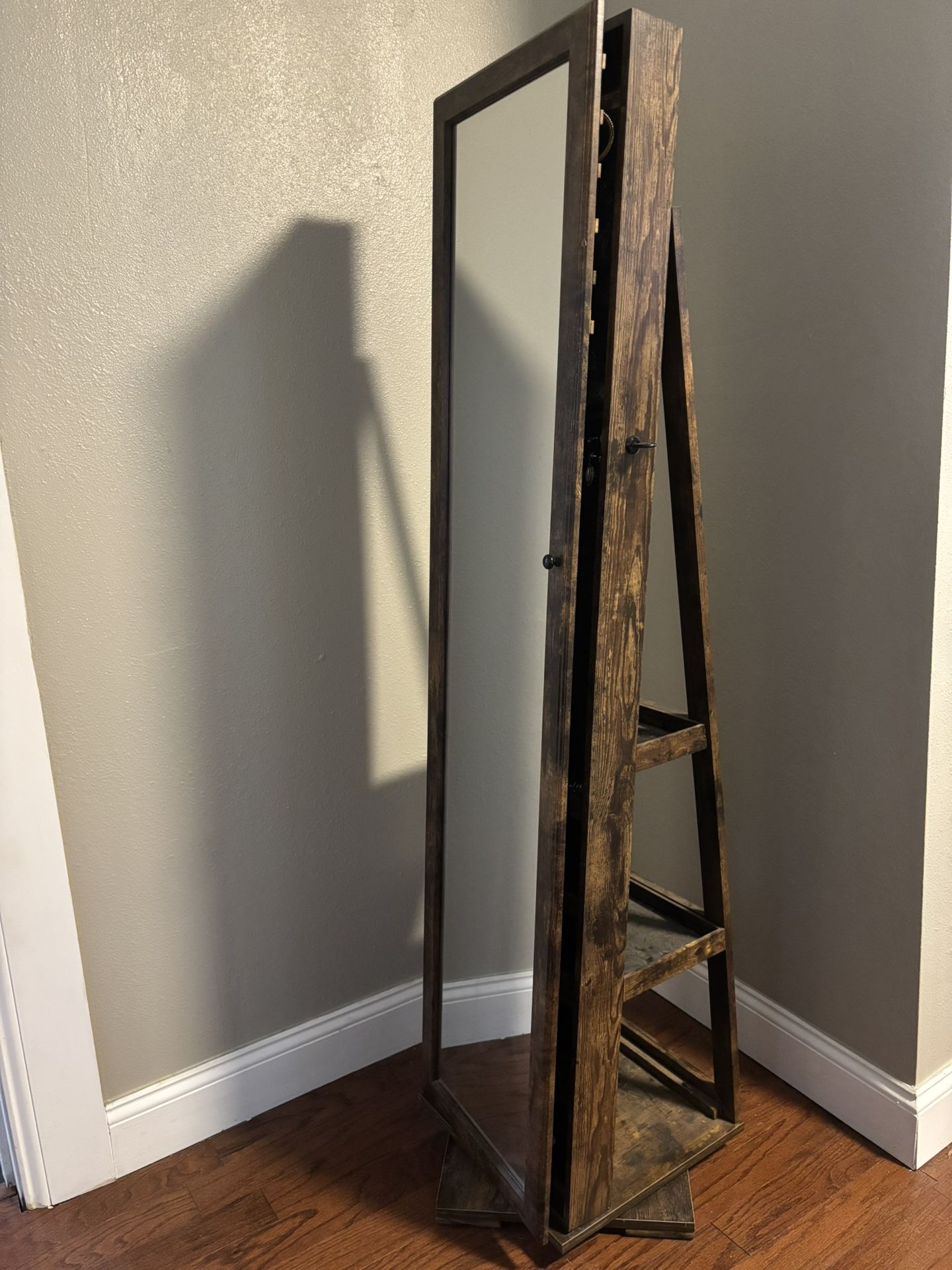 Rotating Triangle Mirror Jewelry Cabinet – Locks, Keys Included – $60 OBO (West Seattle)