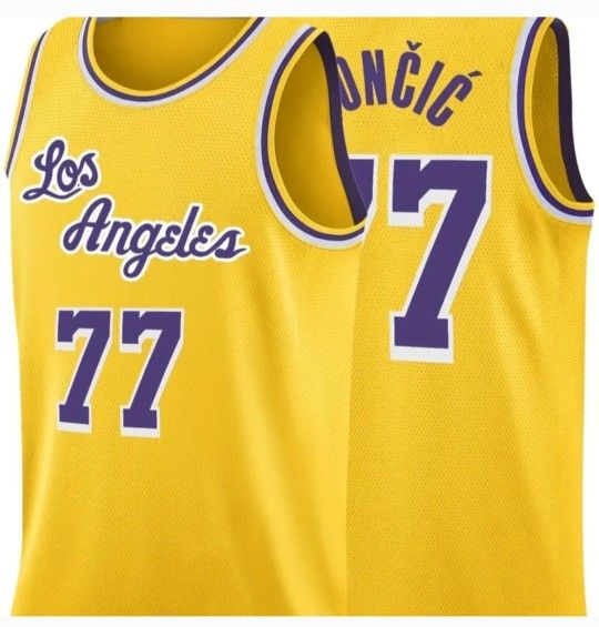 Luka Doncic Los Angeles Lakers Yellow Basketball Jersey SIZE XL ... BRAND NEW