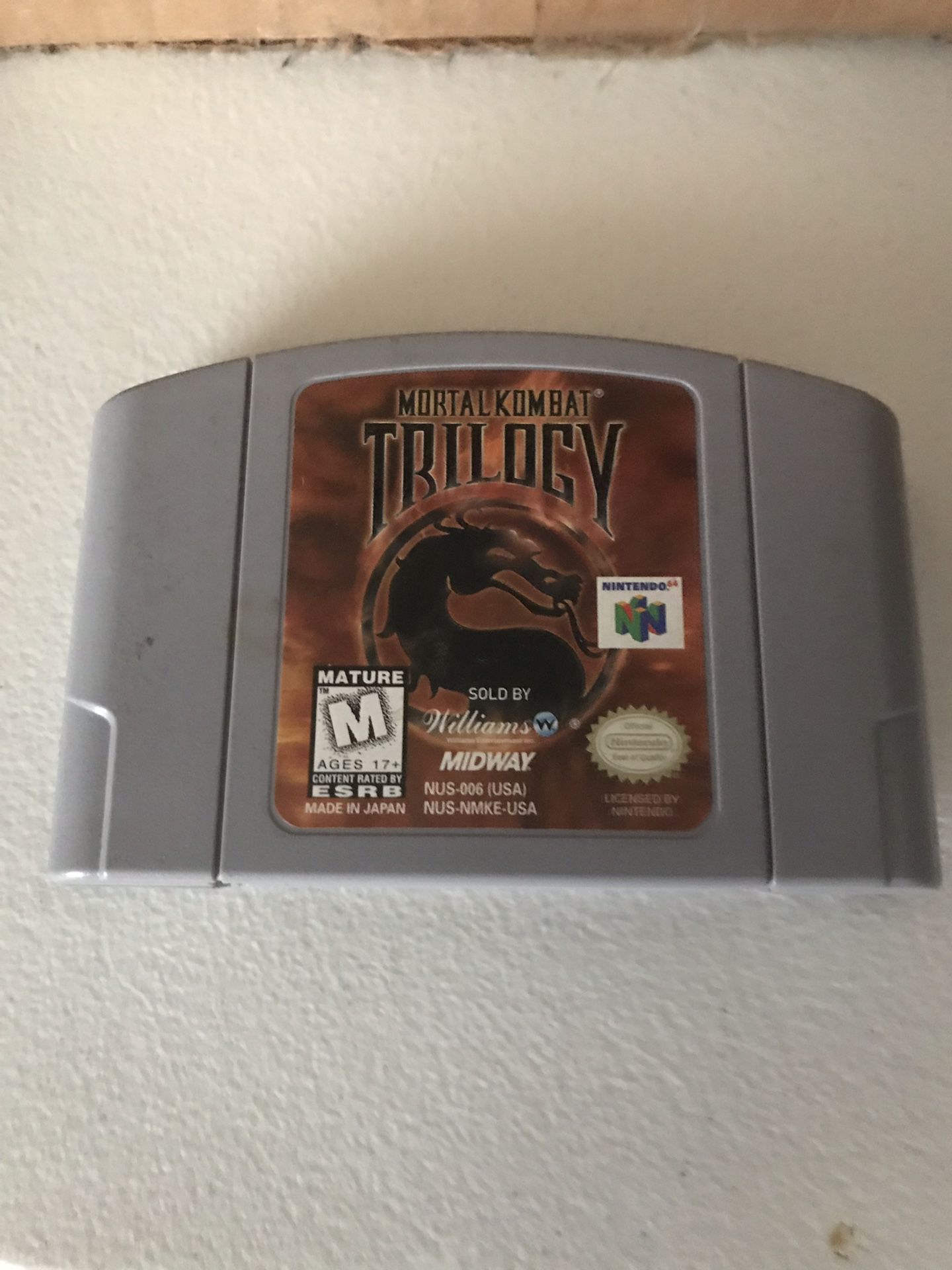 Mortal kombat trilogy Nintendo 64 game