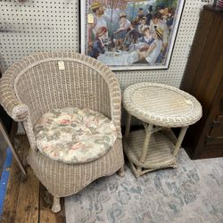 Wicker Table And Chair 