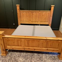 Knotty pine king bed frame