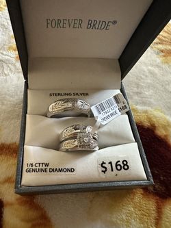 1/6 CTTW genuine Diamond, Sterling Silver Bridal Set