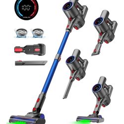 VersLife Z8 Cordless Vacuum Cleaner, 40kPa/500W Power Suction, LED Display, 6-in-1 Lightweight Stick Vacuum with Green LED Light, 6-Stages Filtration,