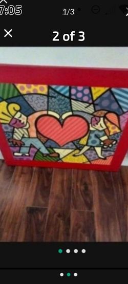 "HEART KIDS" BY ROMERO BRITTO Acrylic/ sculpture picture can hang RARE! Great condition! RARE!!