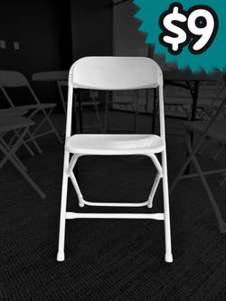Brand New Commercial Grade White Folding Plastic Chair $9 each sold by the box 800 LBS