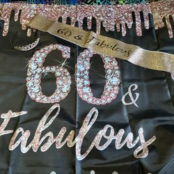 60th Party decor Tiara Sash And Banner