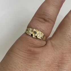 Solid 10k Yellow Gold Nugget Ring Size 7.5  