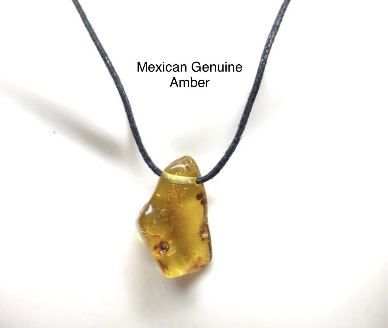 Mexican Amber Genuine Necklace with Adjustable Cord - Fluorescent