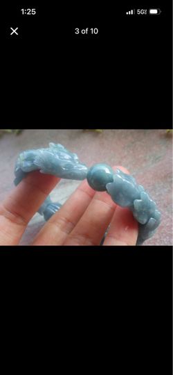 Certificate Jadeite Jade water blue Green Wealth Dragon body bracelet