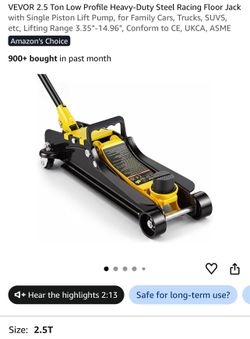 VEVOR 2.5 Ton Low Profile Heavy-Duty Steel Racing Floor Jack with Single Piston Lift Pump
