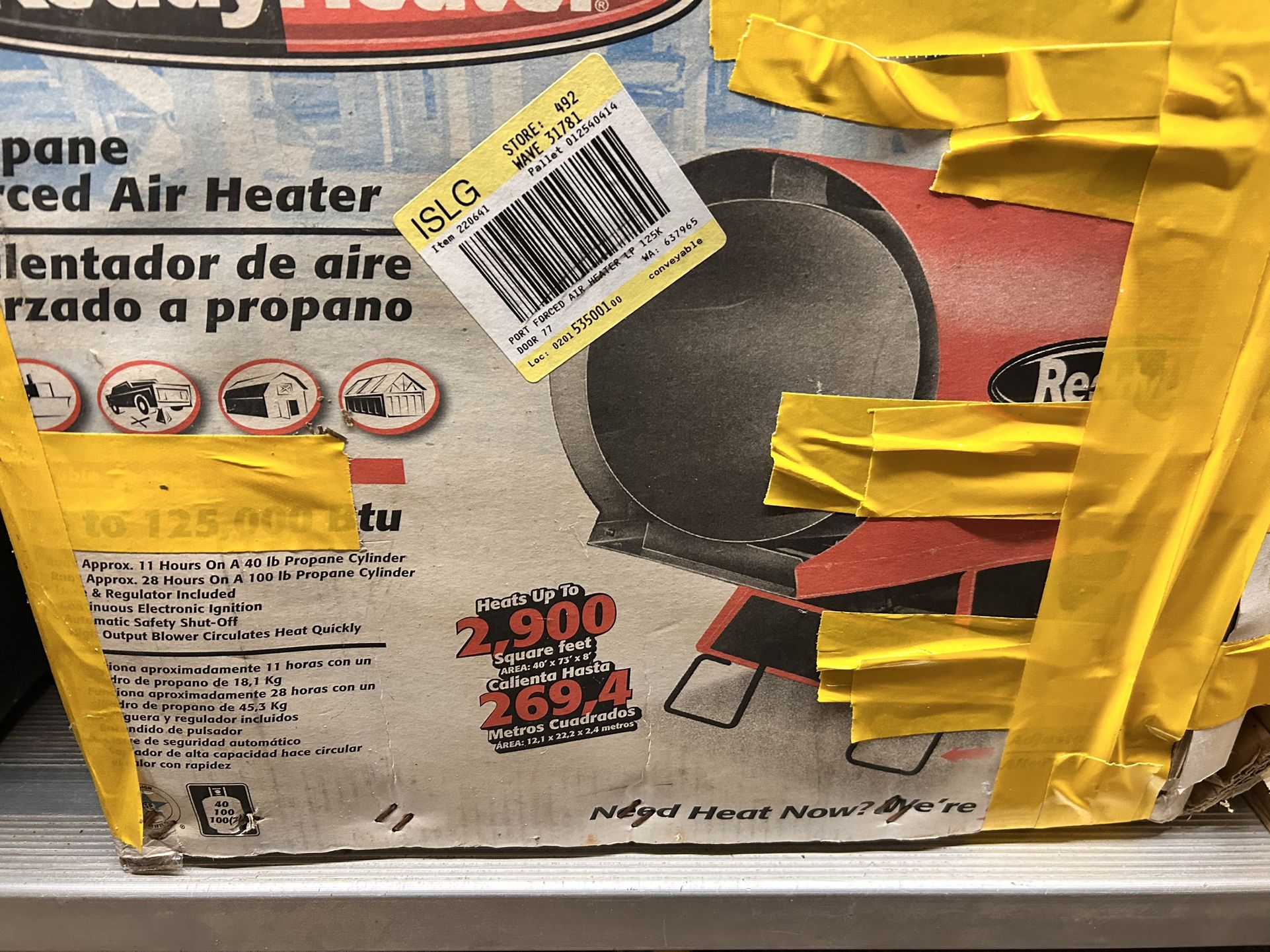 Forced Air Propane Heater- NEW