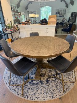 Restoration hardware, dining table, and chairs
