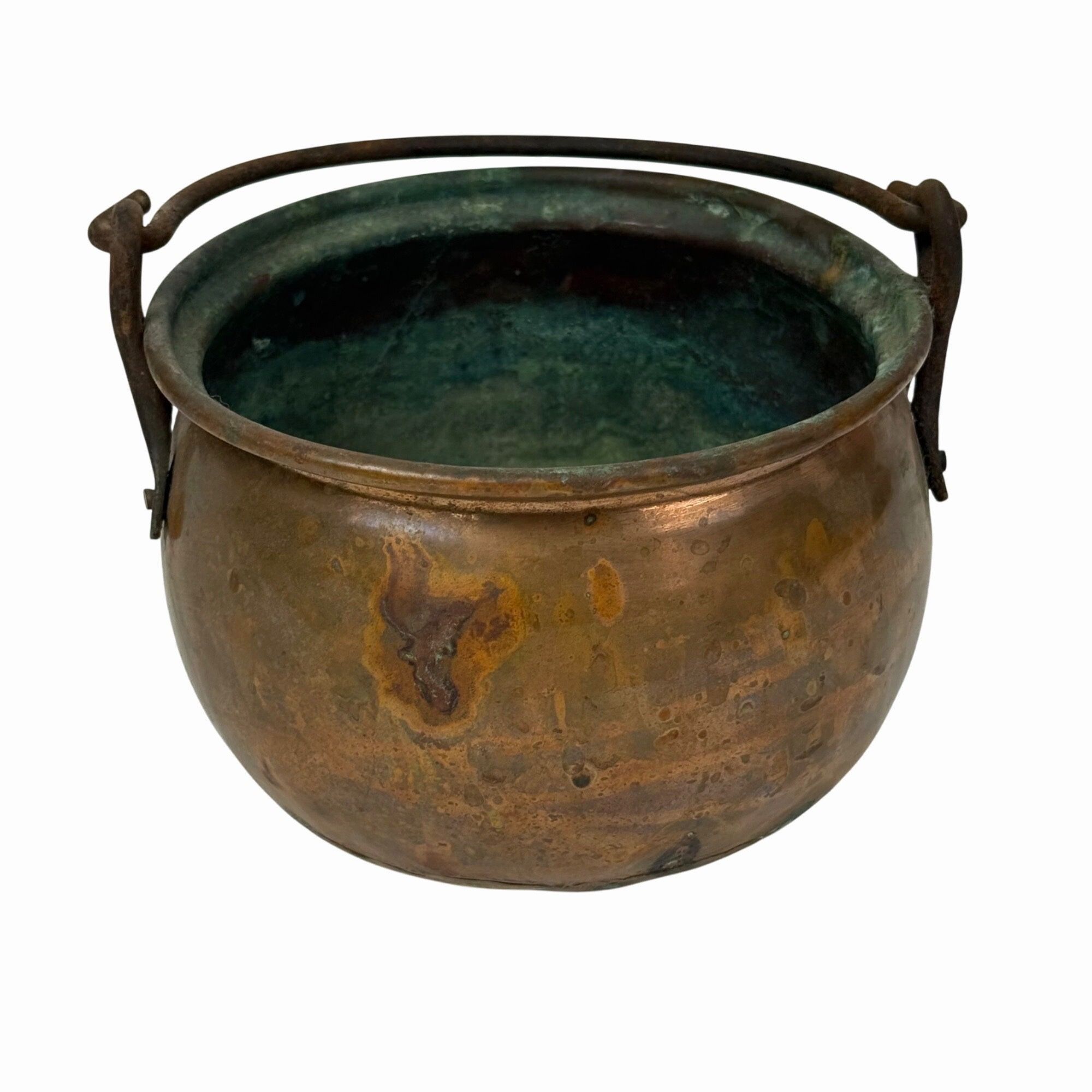 Vintage Brass Container Planter Pot with Handle