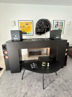 DJ Booth (black furniture only ) Custom Black Wood with removable top (dj booth only ) (mixer and cdjs not for sale )