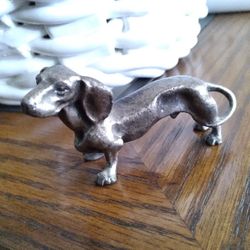 Rare Vintage Ampersand Pewter USA Dachshund Figure 