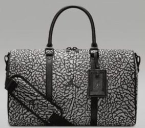 40 L & 25 L Jordan Brand Elephant print duffle bags with matching travel shoe box