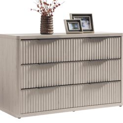 53.5" Wide 6 Drawer Dressers & Chests of Drawers for Closet Long Large Modern TV Stand Set for Clothes Storage Fluted Clothes Closet for Hallway Entry