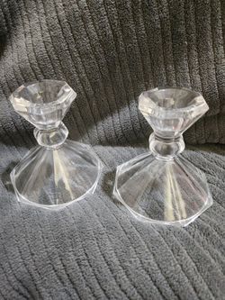 Vintage DePlumb Lead Crystal Candleholders