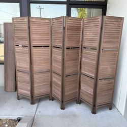 New In Box 6 Panel 67x16 Inches Each Panel Wooden Privacy Wall Home Decor Office Dorm Separation Freestanding Room Divider