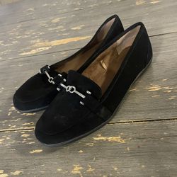 Women's Black Rivet - Black Suede Flats Women Size 10