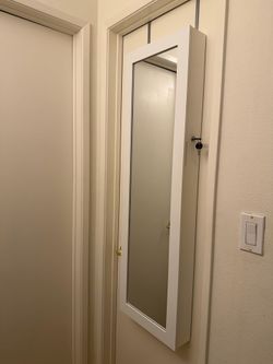 Locking Jewelry Armoire with Full-Length Mirror