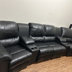Media Room, Leather Reclining Sofa/Loveseat