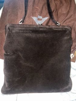 Vintage Bottega Veneta large brown suede top lock shoulder bag “dr bag”