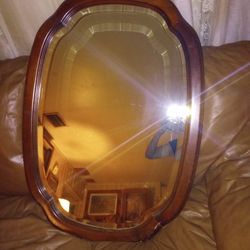 Beautiful Oak Framed Beveled Edge Mirror Made By California Mirrors