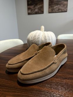 Tan Suede Slip-On Loafers