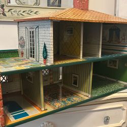 Vintage 1948 Large T Cohn Tin Lithograph Doll House