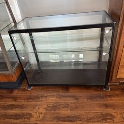 Great Tiered Wood And Glass Cabinet