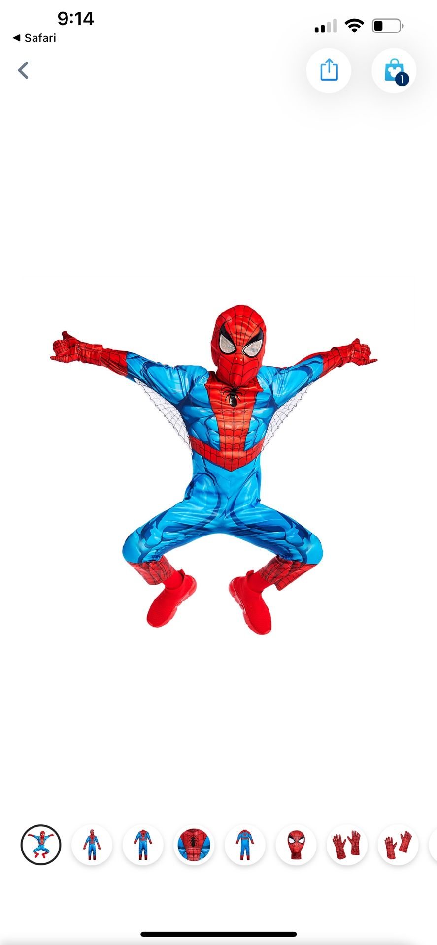 Disney Spider man Costume Kids size 5/6 New with Tags